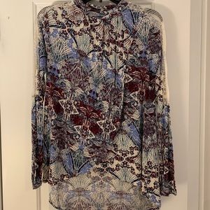 Free People Tulip Blouse w Lace Panel Sleeve Sz Sm
